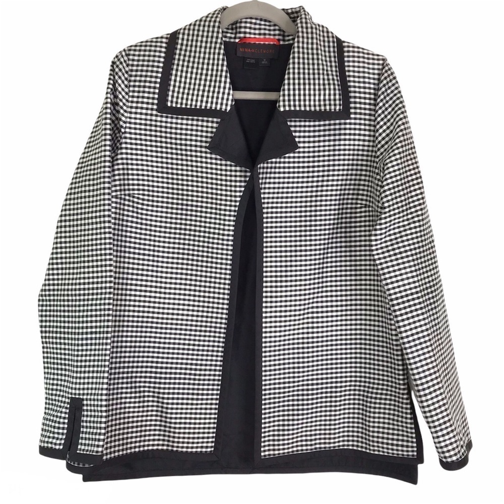 Nina McLemore Silk Gingham Checkered Jacket MEDIUM